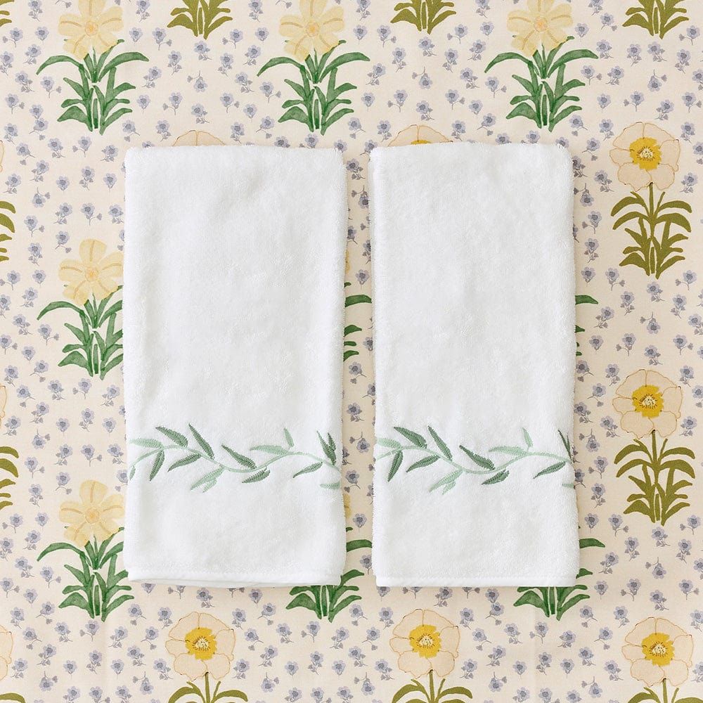 Willow Embroidered Hand Towels (pair) | Weezie Towels