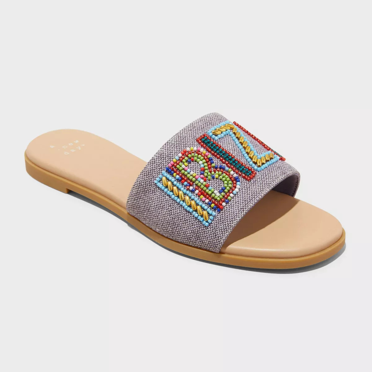 Women's Nehemia Beaded Canvas Slide Sandals - A New Day™ | Target