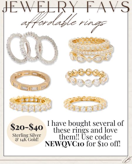 Affordable jewelry at QVC!! Use the code: NEWQVC10 for an extra $10 off! These rings are sterling silver and 14k gold. Aka they won’t tarnish or turn your finger green! I have some and LOVE them 🤍

#LTKfindsunder50 #LTKsalealert #LTKstyletip