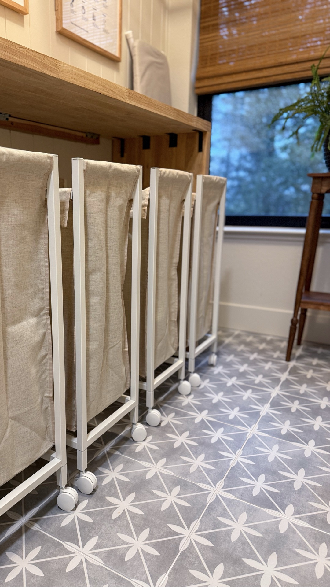 A laundry room with a long wish list called for a few creative solutions. These rolling IKEA hampers make sorting laundry easy, then tuck neatly out of the way when they're not in use.

#LTKHome