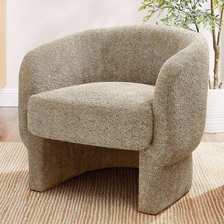 Condemo Modern Accent Chair with Arm, Upholstered Boucle Armchair, Round Barrel Chair for Living ... | Amazon (US)