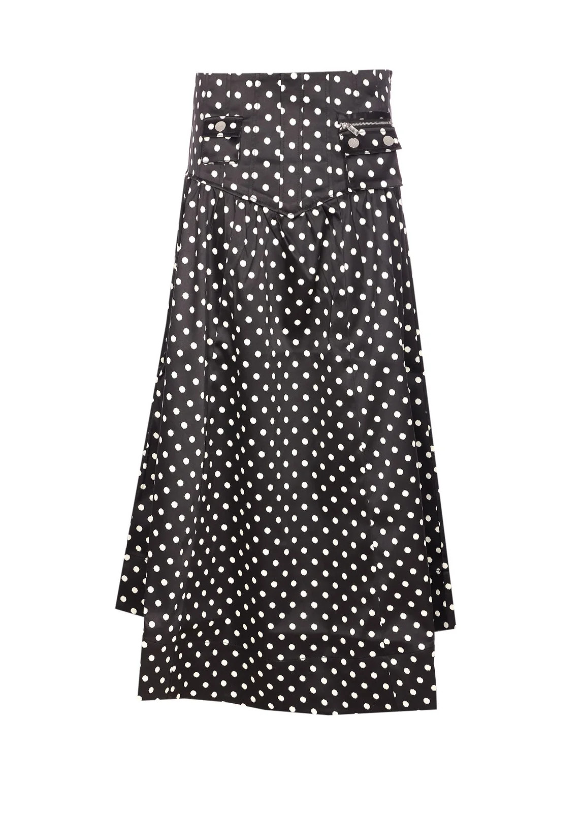 Ganni Polka-Dot Satin Corset Skirt | Cettire Global