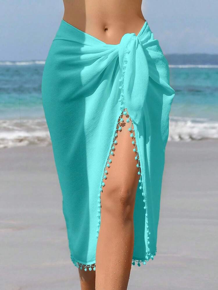 Swim Vcay Women's Solid Color Tassel Beach Cover-Up | SHEIN