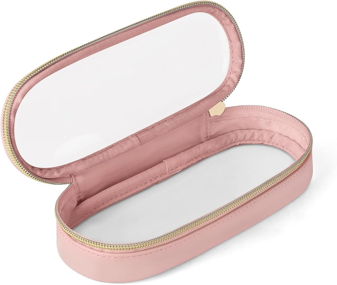 Clear Travel Makeup Brush Holder, Leather Makeup Brush Toiletry Bag, Portable Cosmetic Brush Case... | Amazon (US)