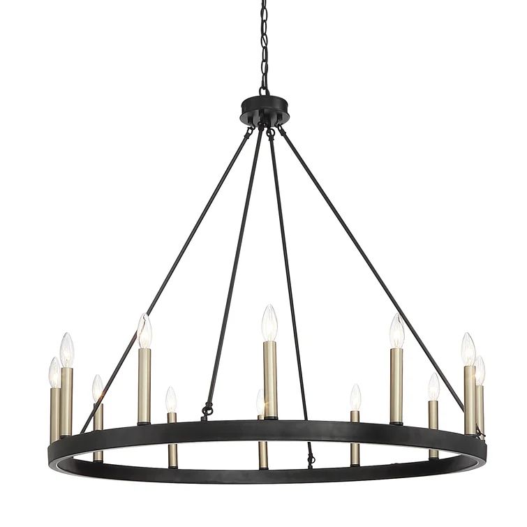 Adreanna 12 - Light Candle Style Wagon Wheel Chandelier | Wayfair North America