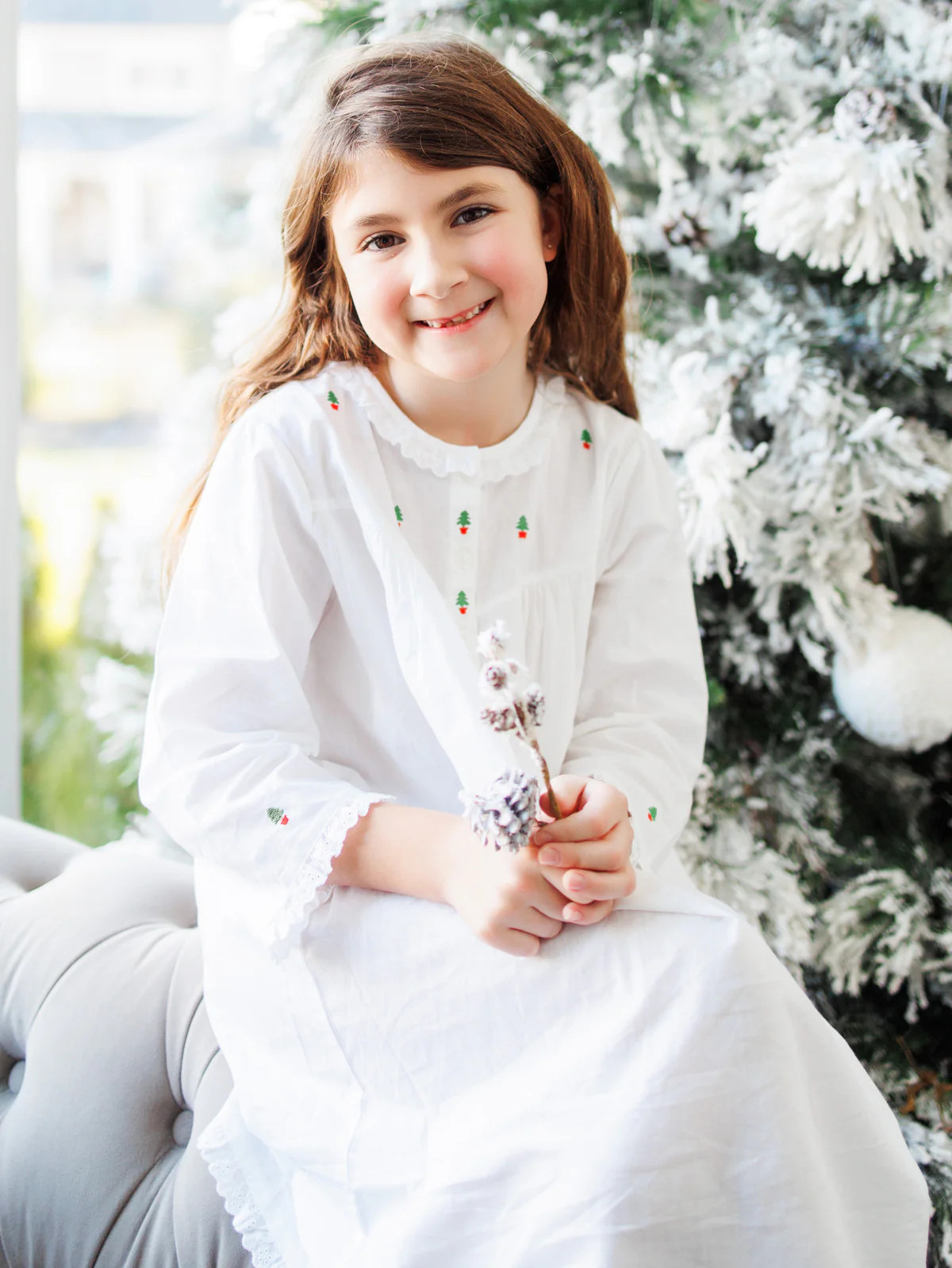 Christmas White Cotton Dress - Jacaranda Living | Jacaranda Living