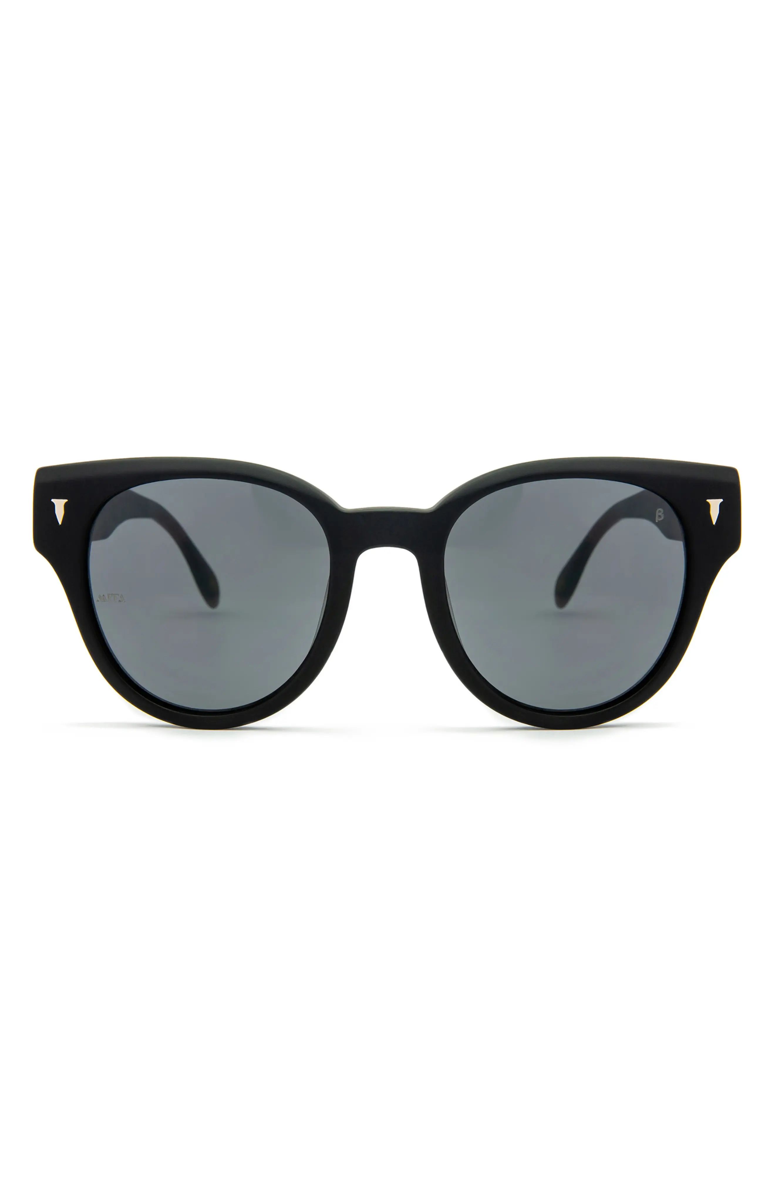 MITA SUSTAINABLE EYEWEAR Brickell 50mm Round Sunglasses in Matte Black /Smoke at Nordstrom | Nordstrom