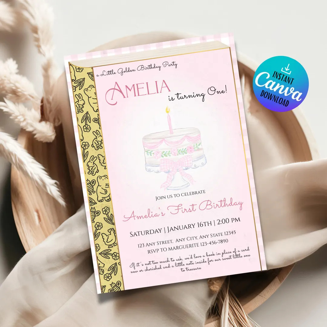 Little Golden Book Birthday Invitation, Storybook Theme (Instant Download) | Etsy (US)
