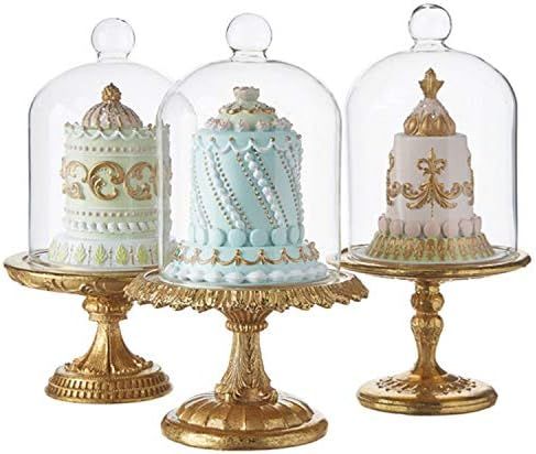 RAZ Imports Peppermint Parlor 7" Cake in Cloche Ornament, Asst of 3 | Amazon (US)