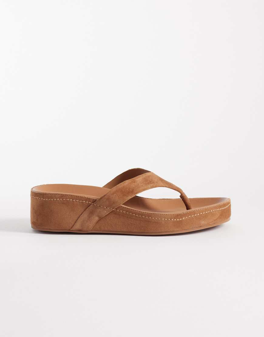 Tony Bianco Blaire real suede flip flops in taupe-Brown | ASOS (Global)