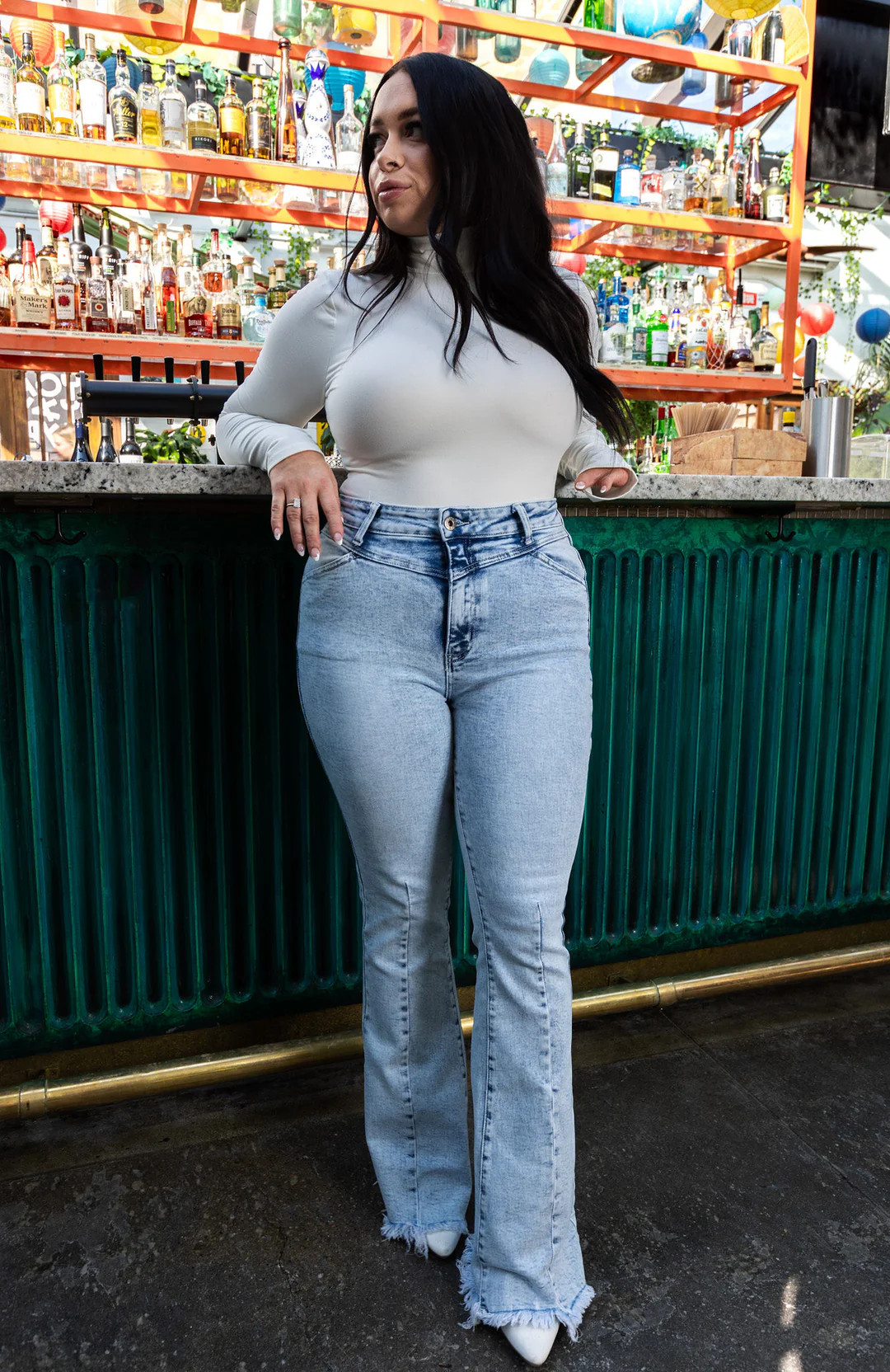 Keep Up Flare Acid/Dark Wash Jeans | Willow Boutique