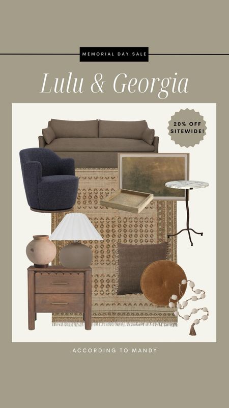 Lulu & Georgia Memorial Day SALE // 20% off SITEWIDE!

lulu & georgia, sale, earthy home decor, memorial day sale, brown couch, slipcover couch, art, tray, decor tray, lamp, unique lamp, scalloped lamp, pillow, velvet pillow, area rug, home decor finds

#LTKSaleAlert #LTKSeasonal #LTKHome
