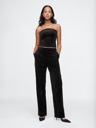 High Rise Velvet Straight Pants | Gap (CA)