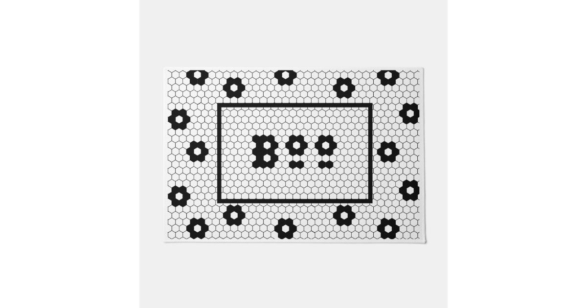 Boo Fun Halloween Hex Tile Design Black and White Doormat | Zazzle | Zazzle