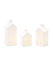 Set Of 3 Led Porcelain Houses | Marshalls