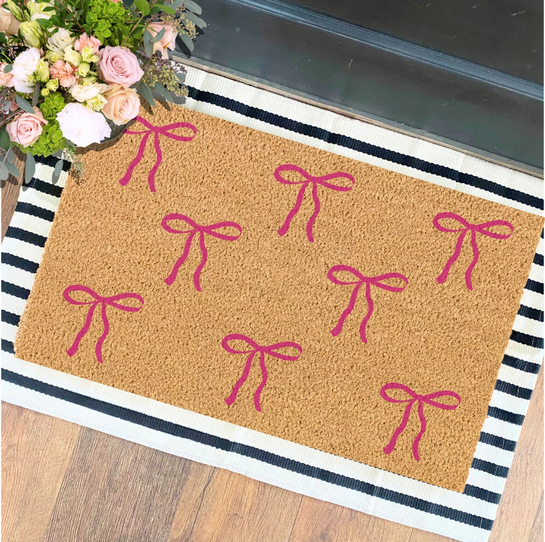 Bow Print Doormat Bows Pink Bows Gift for Her Welcome Mat Porch Decor New Home Gift Birthday Gift... | Etsy (US)