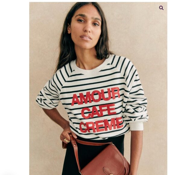 Sezane Amour Cafe Creme Striped Sweatshirt | Poshmark