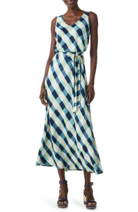 Click for more info about Bianca Plaid Tie Waist Sleeveless Dress