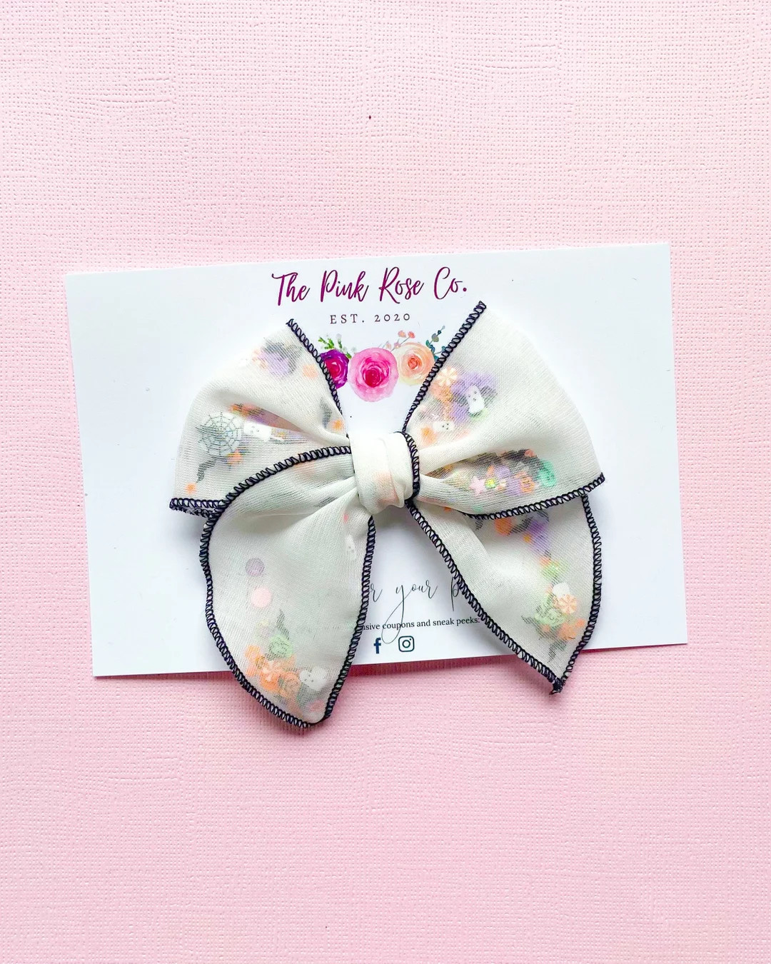 Halloween Shaker Bow Halloween Rolled Hem Bow Shaker Sequin Bow Spooky Sequin Bow Beaded Bows Lon... | Etsy (US)