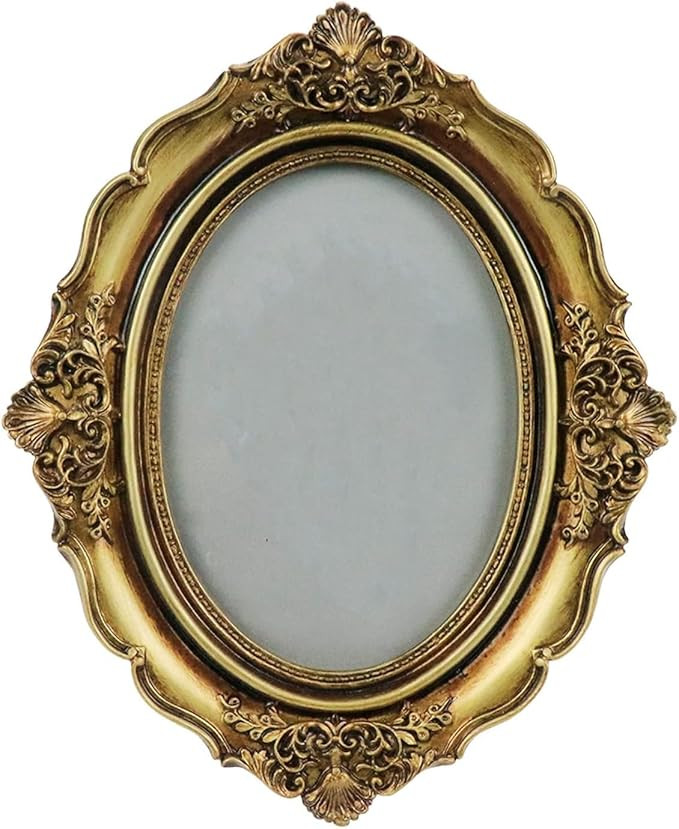 Vintage Picture Frame 5 x 7 Inch Oval Elegant Antique Photo Frames with Glass Front, Bronze Gold ... | Amazon (US)
