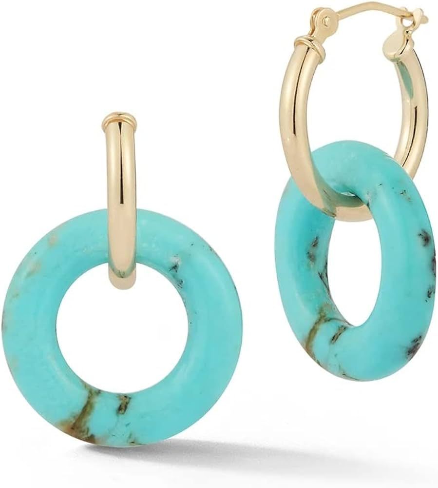 Amazon.com: Mateo New York, 14kt Turquoise Donut Hoops, Turquoise : Clothing, Shoes & Jewelry | Amazon (US)