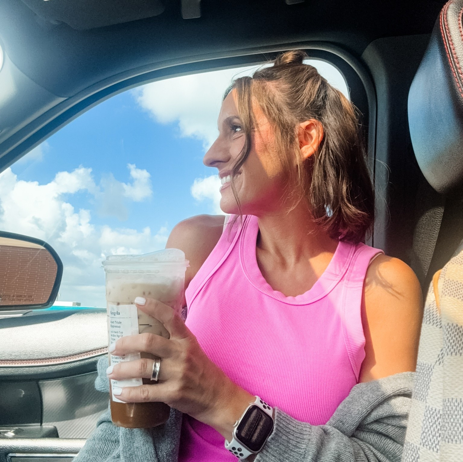 Petite summer outfit featuring an Old Navy pink tank top, Levi’s jeans, and a Starbucks iced coffee. Casual everyday style that’s perfect for running errands, coffee runs, or weekend plans. I’m 5’0”, and these are some of my favorite petite-friendly wardrobe staples for an effortless summer look.

#LTKOver40 #LTKPetite #LTKSeasonal