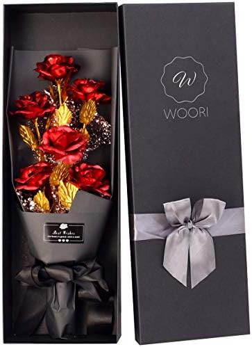 WOORI Gold Roses Bouquet, Gold Plated Artificial Rose 24k Golden Foil Rose, Forever Gifts for Her... | Amazon (US)