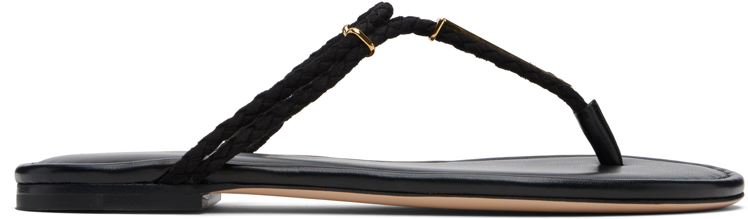 TOM FORD Black Woven Suede Lily Thong Sandals | SSENSE