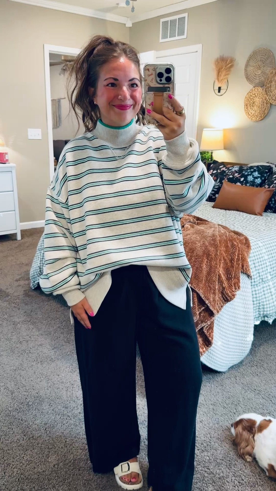 This striped sweater is such a cute and cozy find! 💚 I can’t wait for it to finally cool off so I can pair it with these comfy black pants for an easy fall look! 🍂✨


sandals: sold out, but linking similar options below!
pants: fit oversized // wearing a medium short
mockneck: fits oversized // wearing a medium 

 #LTKootd #LTKMidsize #LTKWorkwear