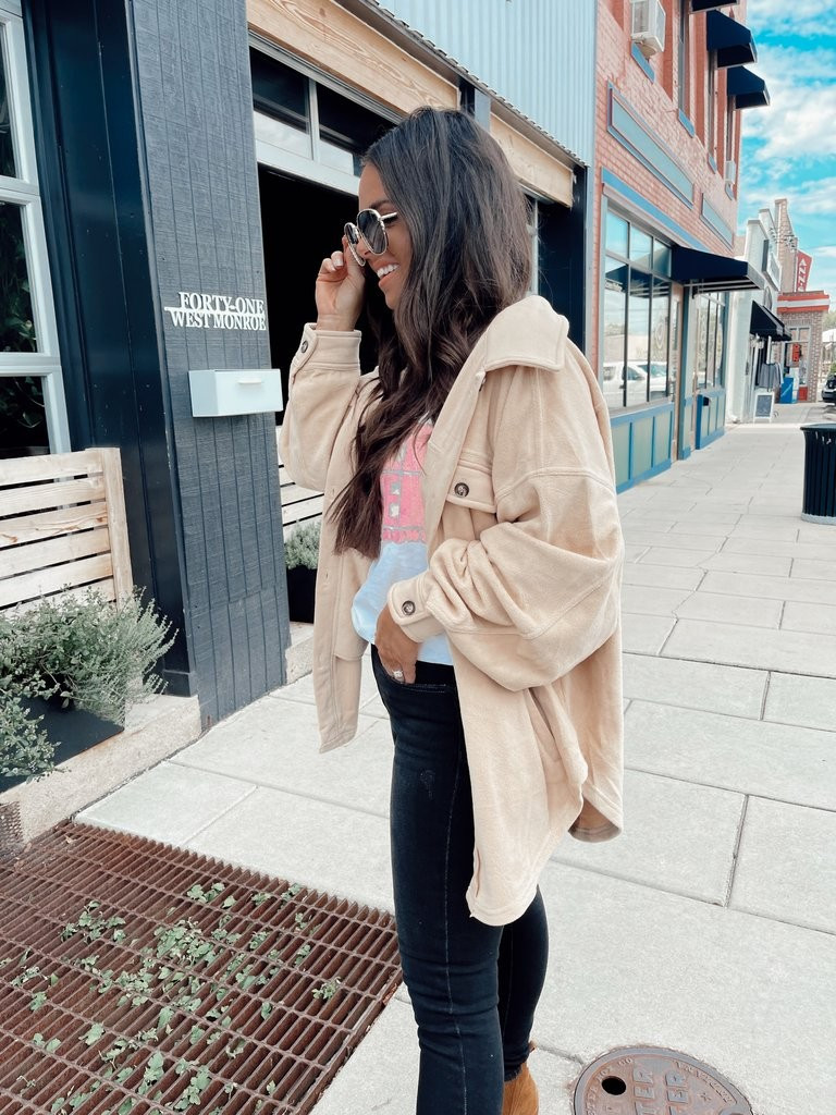 Bren Oatmeal Shacket | She Is Boutique