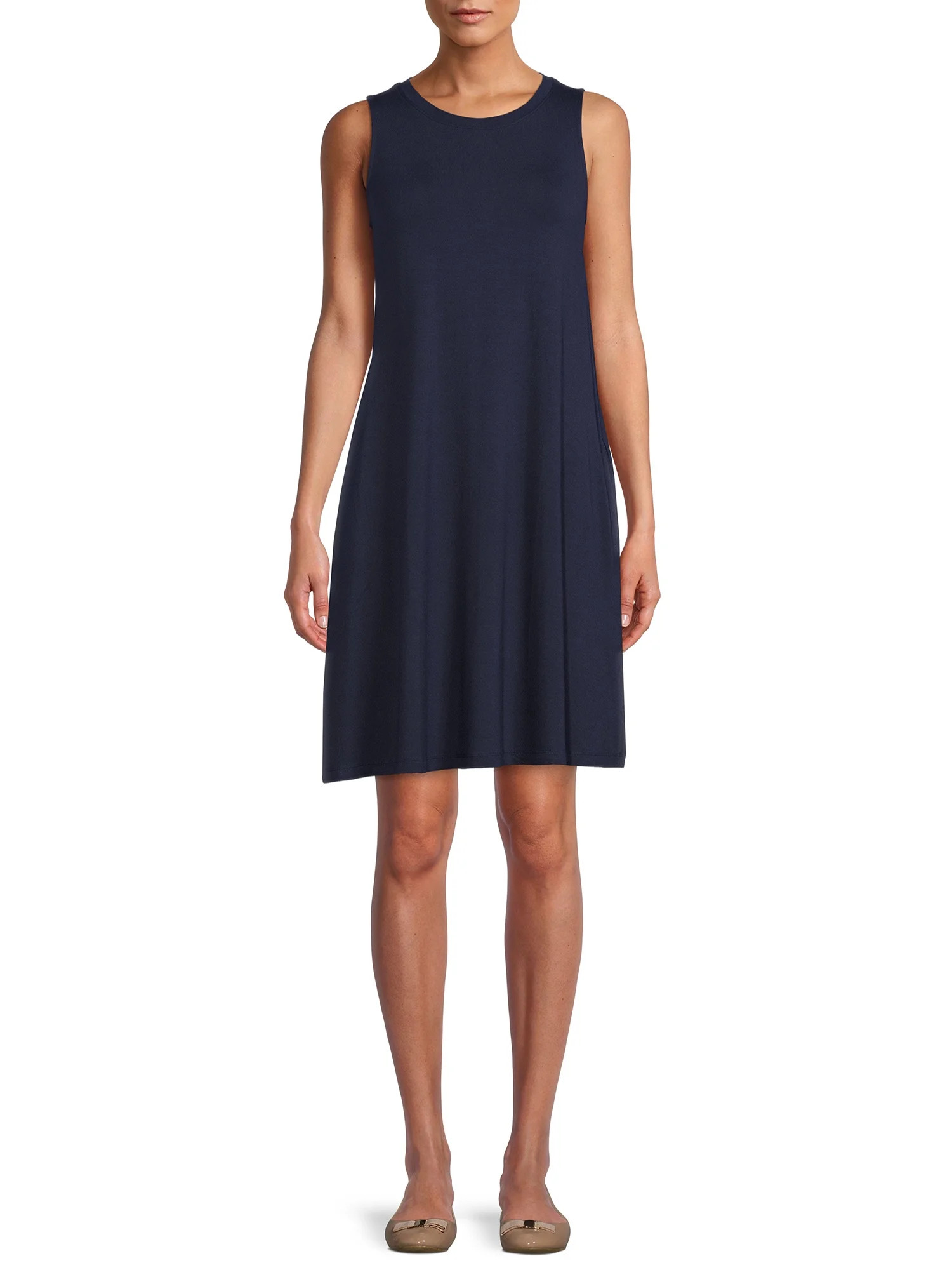 Time and Tru Sleeveless Knit Dress for Women | Walmart (US)