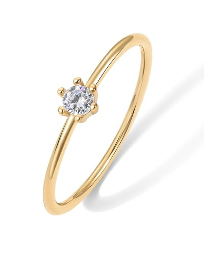 PAVOI 18K Gold Plated Marquise Round Mini Cubic Zirconia Stackable Rings for Women | Dainty Stack... | Amazon (US)