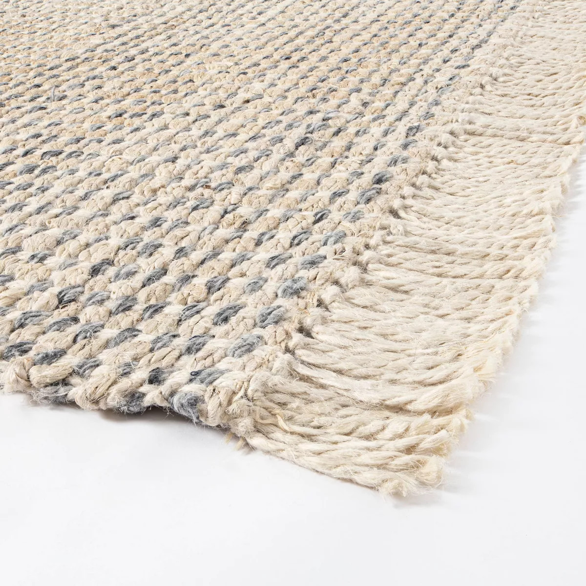 7'x10' Malibu Woven Jute Rug with Fringe Cream/Gray - Threshold™ designed with Studio McGee | Target