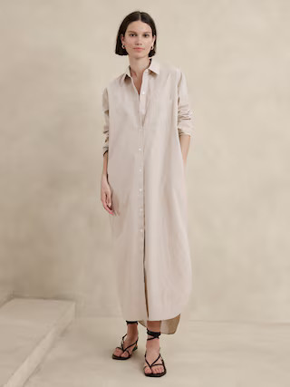 Poplin Midi Shirtdress | Banana Republic Factory