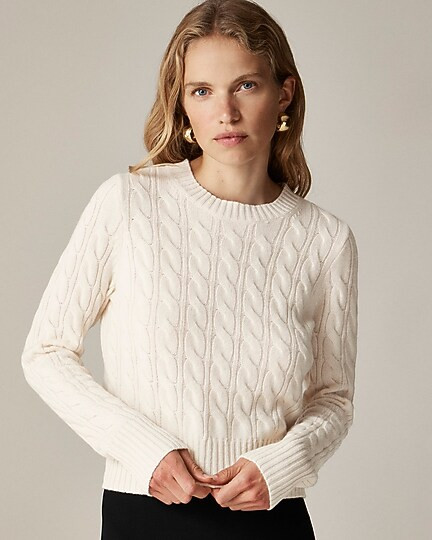 Cashmere shrunken cable-knit crewneck sweater | J. Crew US