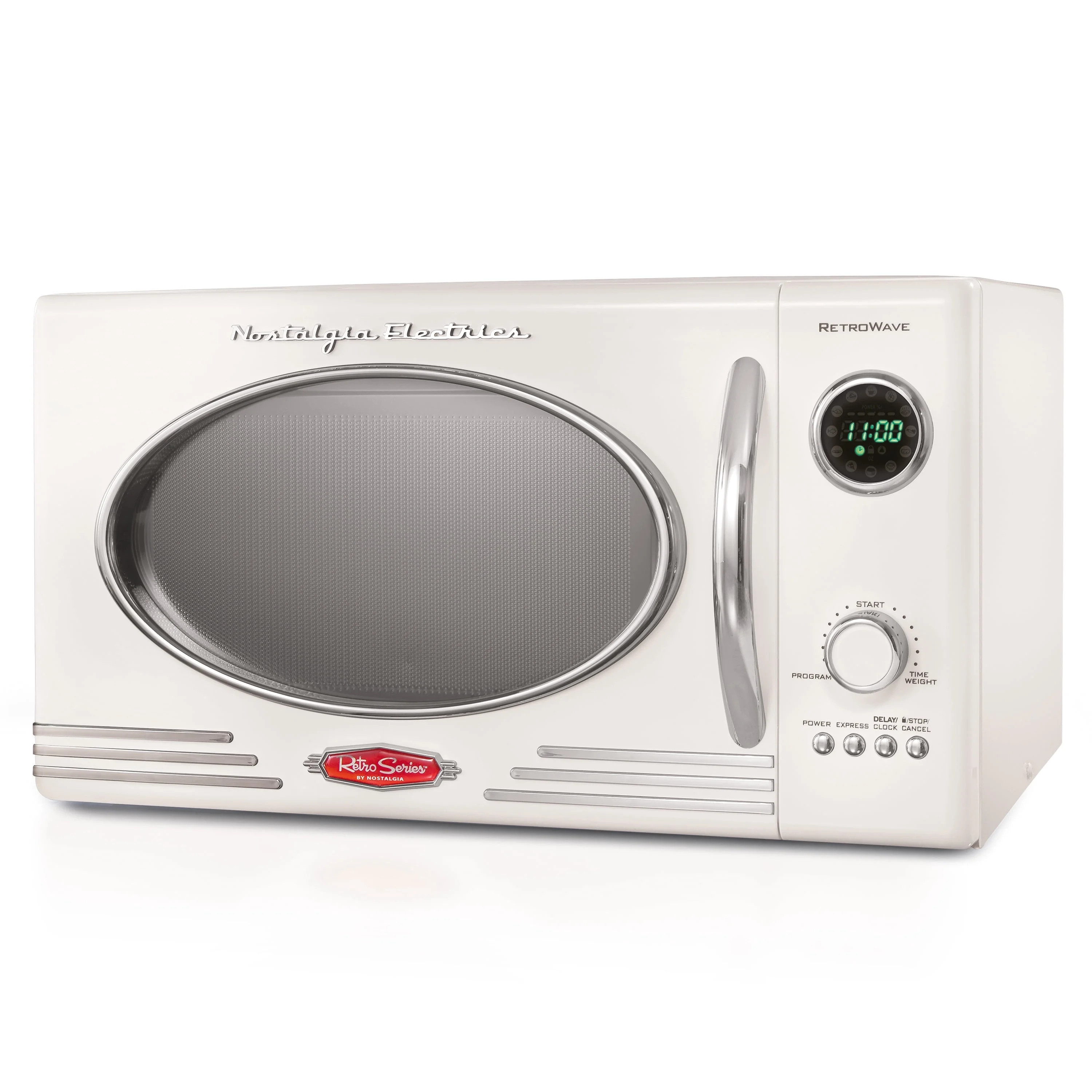 Nostalgia 0.9 cu ft Retro Microwave Oven, 800W Countertop Microwave Oven with Digital Clock, Whit... | Walmart (US)