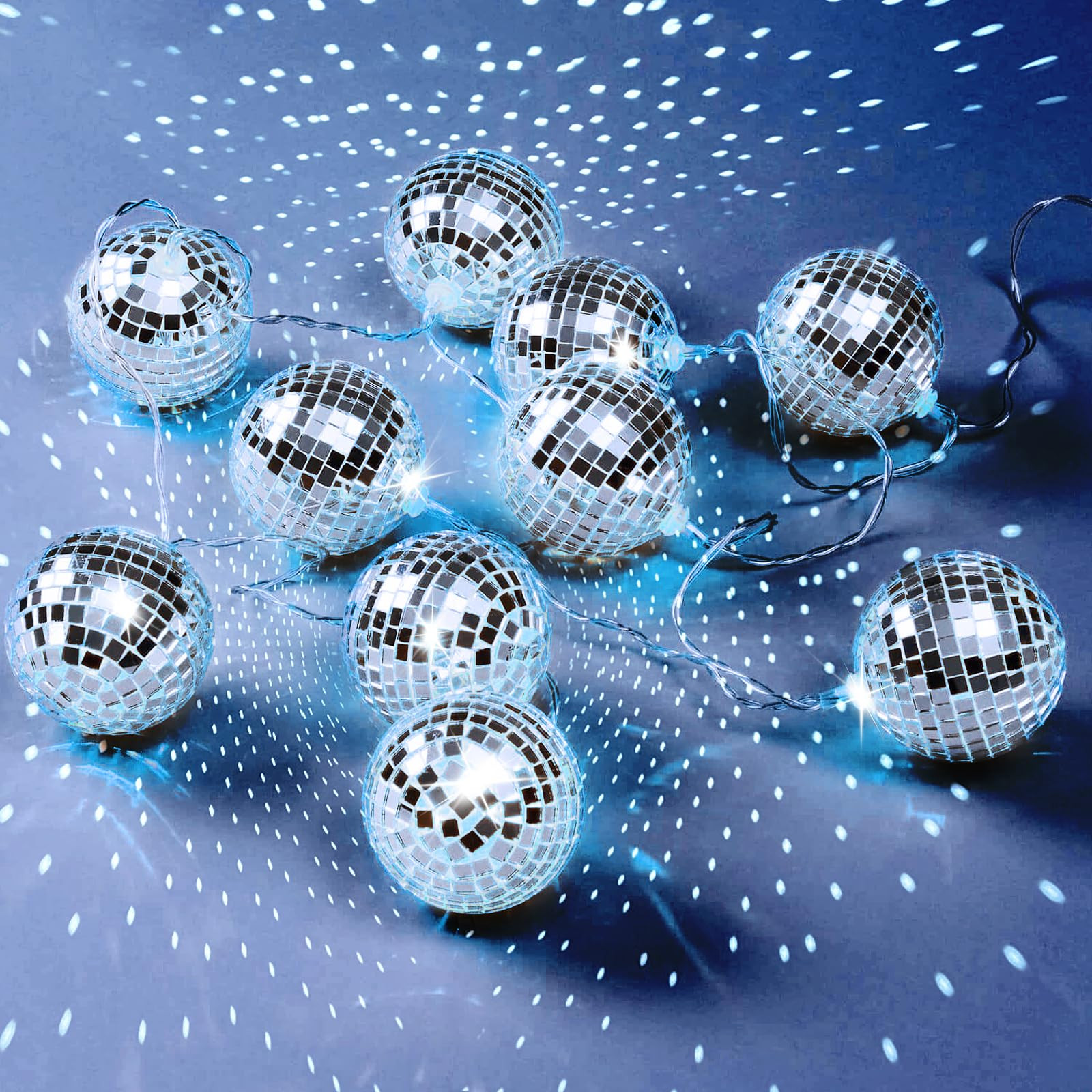 Disco Ball Light String – 10 LED 9.84-Foot Mirror Disco Ball String Lights, Battery Powered for... | Amazon (US)