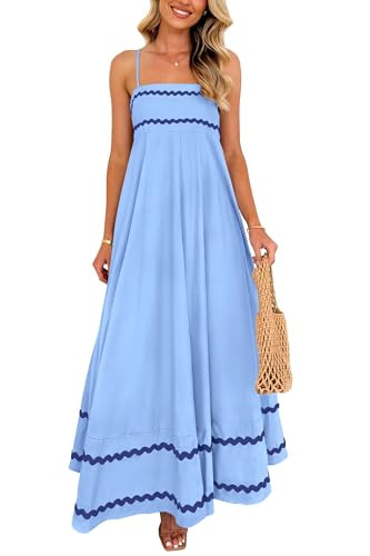 PRETTYGARDEN Women's 2026 Summer Flowy Maxi Dress Casual Sleeveless Spaghetti Strap Ruffle Beach ... | Amazon (US)