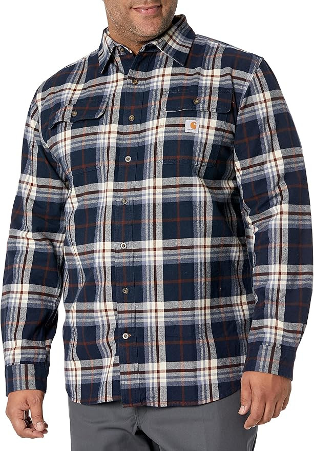 Carhartt Men's Loose Fit Heavyweight Flannel Long Sleeve Plaid Shirt | Amazon (US)