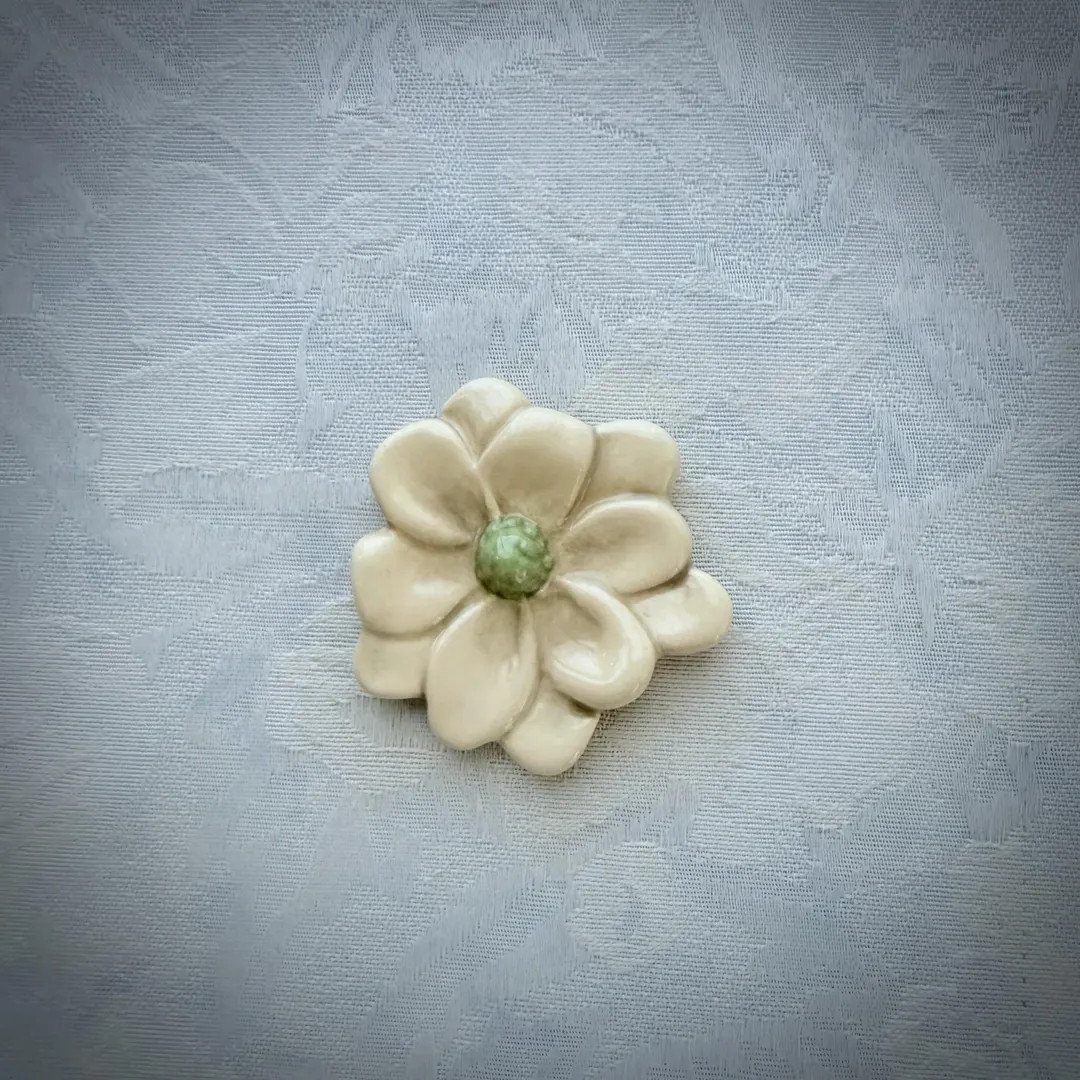 Antiqued Ceramic Magnolia Blossom, Hand Painted Art Tile, Garden Mosaic Supply | Etsy (US)