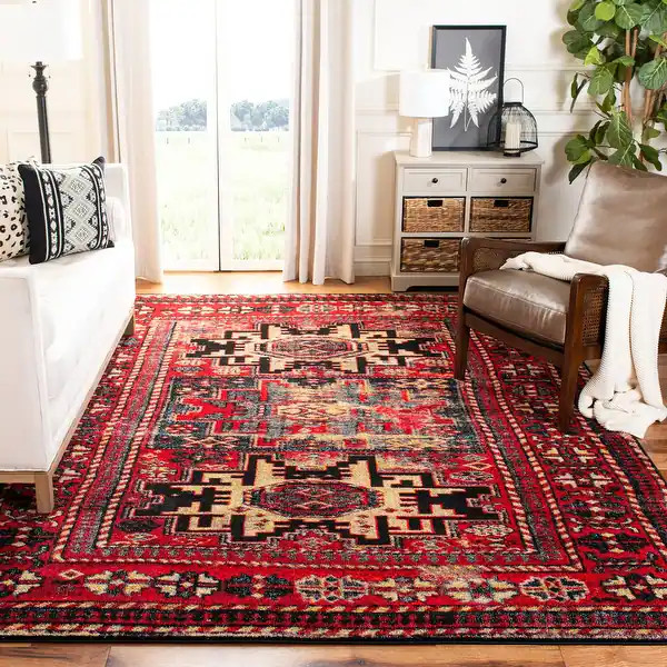 SAFAVIEH Vintage Hamadan Gody Oriental Distressed Rug - 8' x 10' - Red/Multi | Bed Bath & Beyond