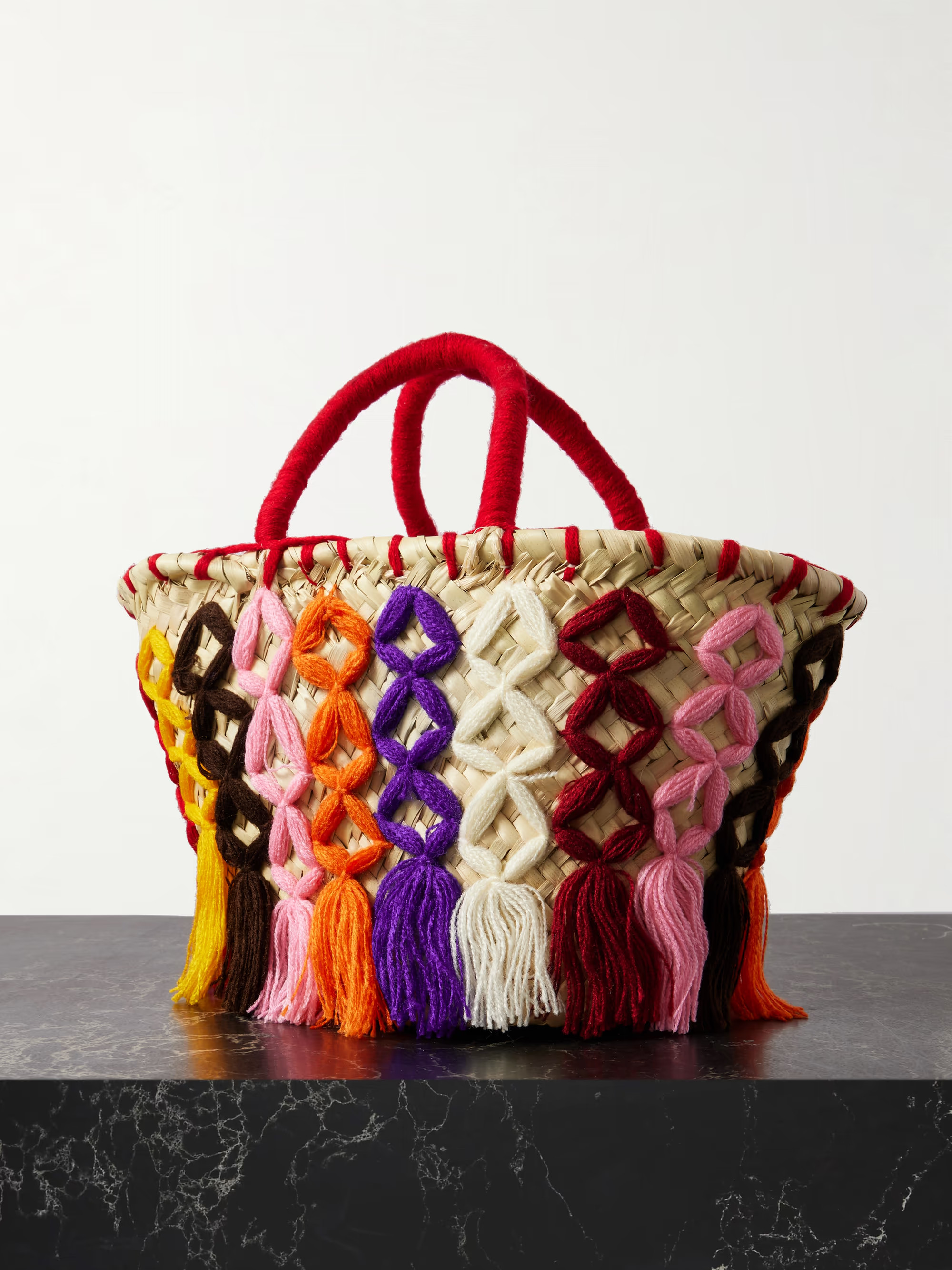 Small woven cotton and straw bucket bag | NET-A-PORTER (US)