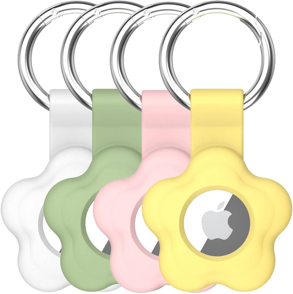 Alsukeay 4 Pack Holder Case for AirTag with Keychain Flower Silicone Protective Cover with Loop K... | Amazon (US)
