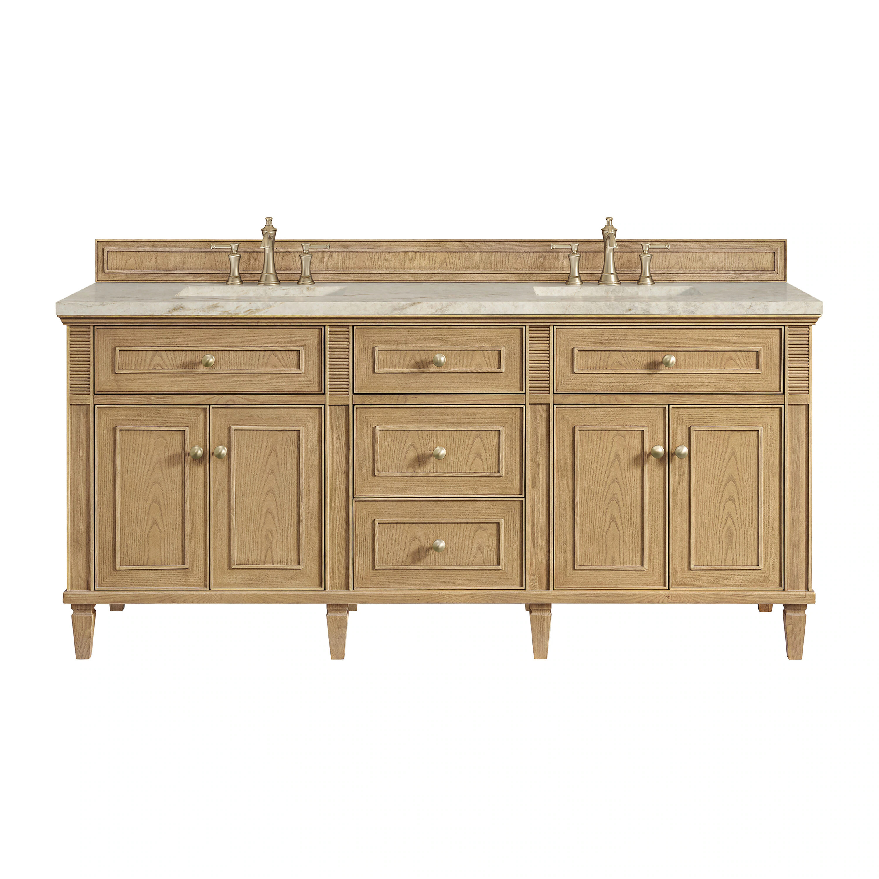 James Martin Vanities Lorelai 72-in Light Natural Oak Undermount Double Sink Bathroom Vanity with Tajnar Quartz Top in Brown | 424-V72-LNO-FTJR | Lowe's