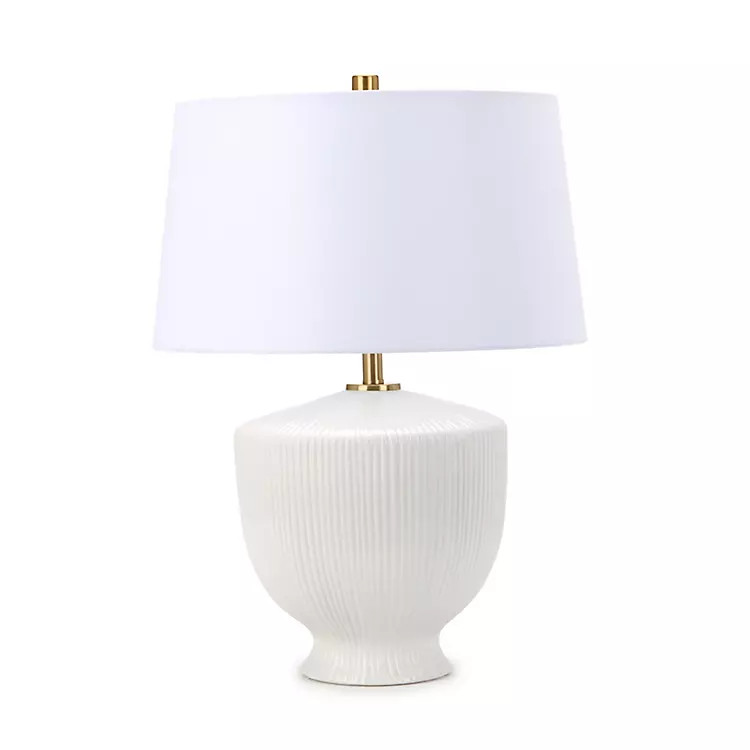 New! Lily White Ribbed Ceramic Table Lamp | Kirklands
