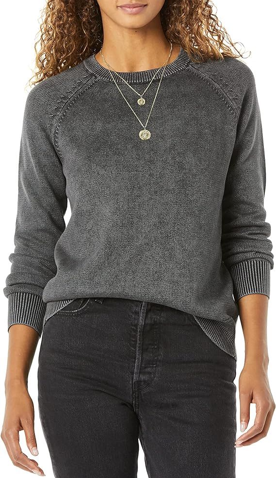 Amazon.com: Goodthreads Women's Mineral Wash Crewneck Sweatshirt Sweater, Black, X-Small : Clothi... | Amazon (US)