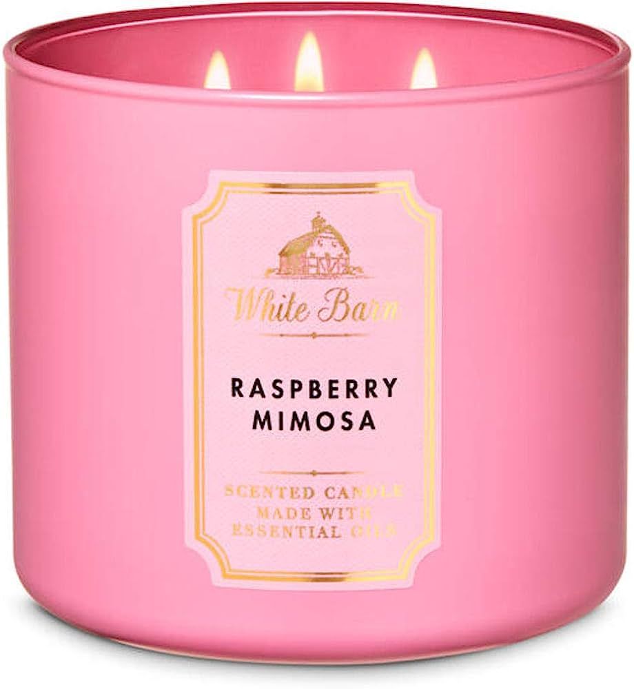 Bath and Body Works White Barn Raspberry Mimosa 3 Wick Candle 14.5 Ounce | Amazon (US)
