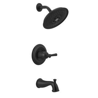 Delta Mylan Single-Handle 3-Spray Tub and Shower Faucet with H2Okinetic in Matte Black (Valve Inc... | The Home Depot