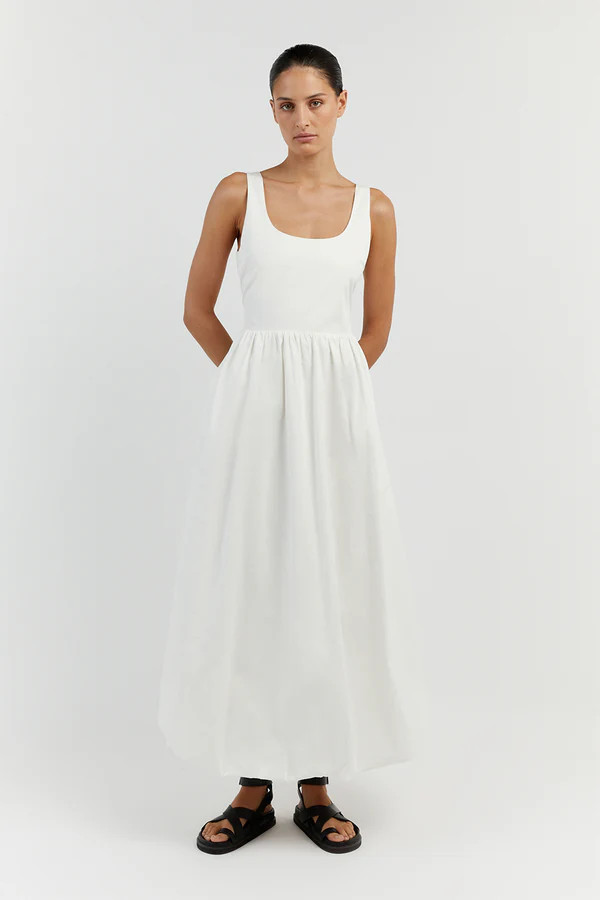 MORGAN WHITE COTTON MIDI DRESS | DISSH