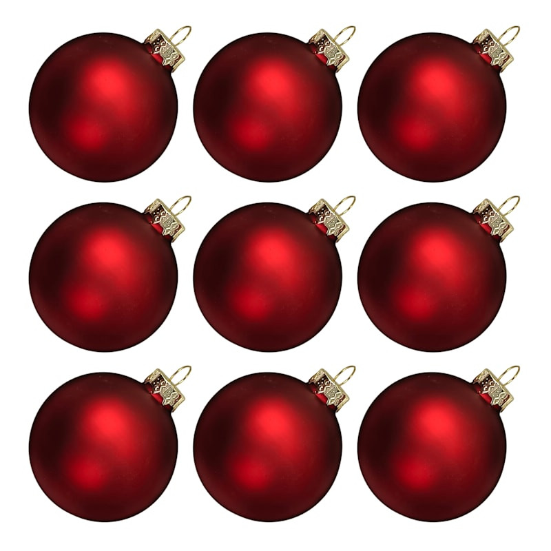 9-Count Matte Burgundy Glass Ornaments | At Home